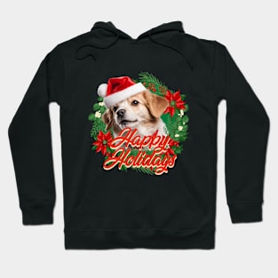 Charimg dog with happy holidays Hoodie